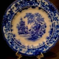 Coppia antichi piatti flow blue inglesi 800