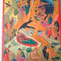 Magnifica icona NATIVITÀ dipinta a mano