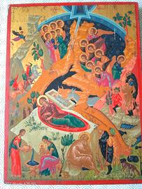 Magnifica icona NATIVITÀ dipinta a mano