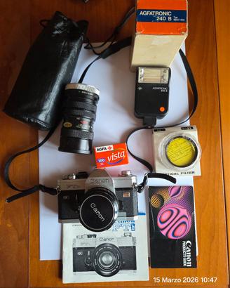 Set Fotocamera Canon FTb+Obiettivo+Flash+......