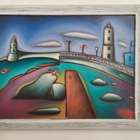 il porto di Livorno, olio su tavola