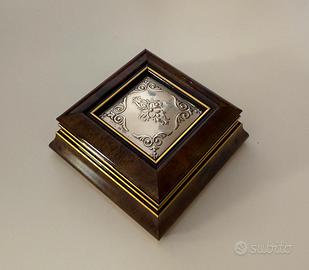 Scatola in radica lucida con lastra argento 925