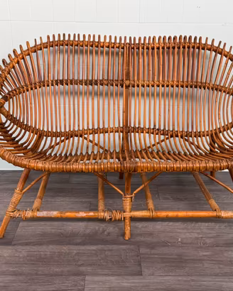 Divanetto in bambù e rattan vintage anni 60
