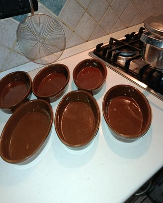 Set 5 pirofile in terracotta smaltata + 1 omaggio 