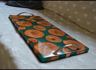 Portabicchieri/teiera in legno e resina - Eleganza