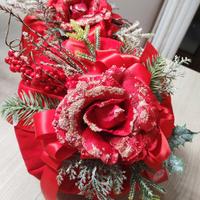 Pouf in velluto rosso natalizi 