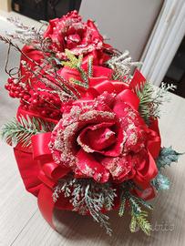 Pouf in velluto rosso natalizi 