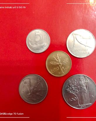 5 monete del 1977 