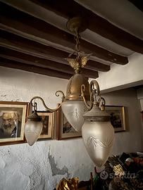 Lampadario/pendente 4 luci in bronzo stile gotico
