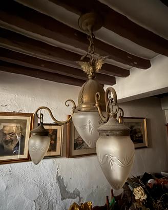 Lampadario/pendente 4 luci in bronzo stile gotico