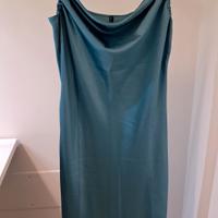 Abito longuette in raso color ottanio Calliope 