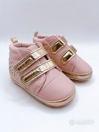 Scarpine neonata Rosa Oro Primi Passi Culla taglia