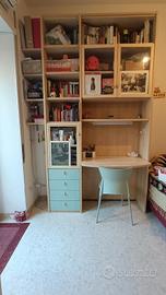 libreria con scrivania + alveare  betulla