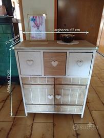 Mobiletto in legno stile Shabby Chic / Country