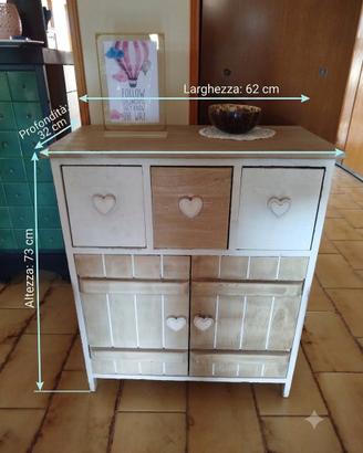 Mobiletto in legno stile Shabby Chic / Country