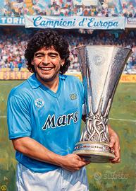 quadro Maradona SSC Napoli Coppa UEFA
