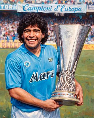 quadro Maradona SSC Napoli Coppa UEFA