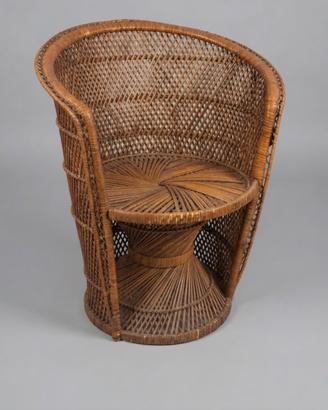 poltrona vintage in rattan e vimini