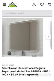 Specchio bagno 100 x h 90 led.
