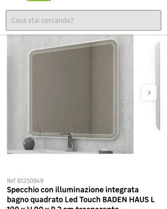 Specchio bagno 100 x h 90 led.
