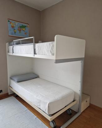 Letto a Castello Moderno con scale e cassetti
