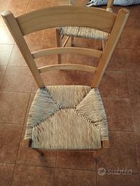 6 sedie legno paglia