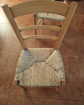 6 sedie legno paglia