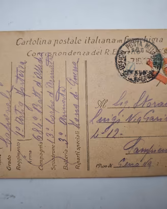 Cartolina Franchigia Regio Esercito WWI 1916 