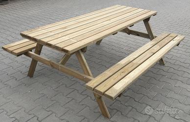 SET BIRRERIA PICNIC LEGNO IMPREGNATO 180X160XH71CM