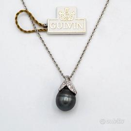 Collana G U L V I N oro bianco18kt perla barocca