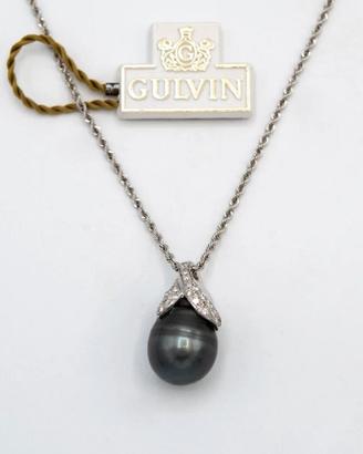 Collana G U L V I N oro bianco18kt perla barocca