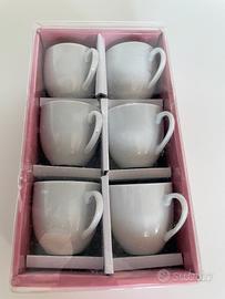 Set 6 tazzine caffè ceramica bianca
