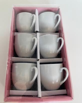 Set 6 tazzine caffè ceramica bianca
