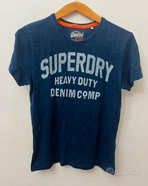 T-Shirt Superdry Blu Logo Frontale Uomo Taglia S