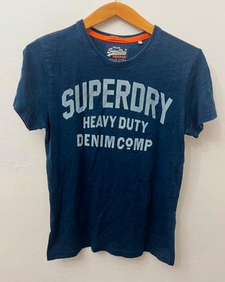 T-Shirt Superdry Blu Logo Frontale Uomo Taglia S