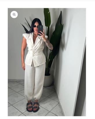 completo panna elegante in lino