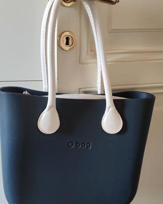 Borsa O'BAG blu manici bianchi a spalla