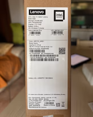 Computer Lenovo Intel i7 IdeaPad 3 512GB 8GB RAM