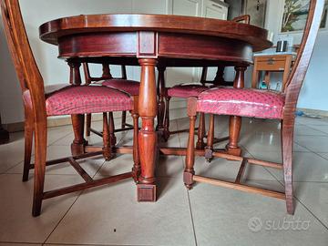 Tavolo e 4 sedie legno noce/ciliegio