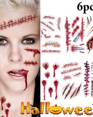 Set 6 finti graffi cicatrici tatuaggi Halloween