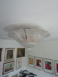 lampadario a foglie di vetro lavorato molto bello 