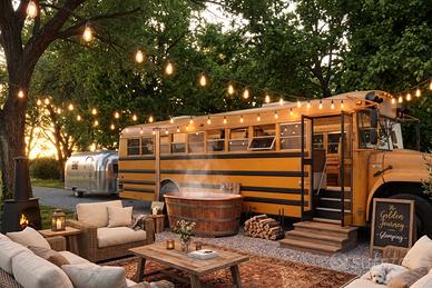 American Schoolbus 9.5 mt camper/glamping viaggio