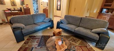 coppia divani artigianali vera pelle + tessuto