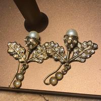 Orecchini vintage oro con perle e cristalli