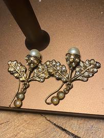 Orecchini vintage oro con perle e cristalli