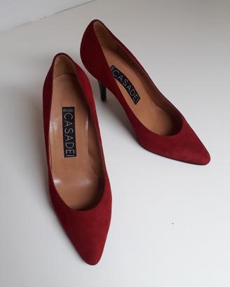 CASADEI decollete rosse vintage n 38/37,5 camoscio