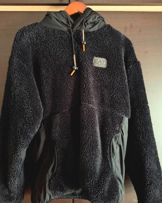 Felpa nera pelliccia sintetica EA7 Emporio Armani