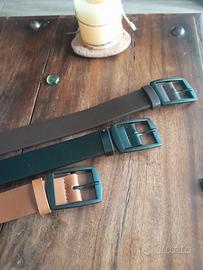 Set 3 Cinture Uomo Casual - Nero, Marrone e Cachi