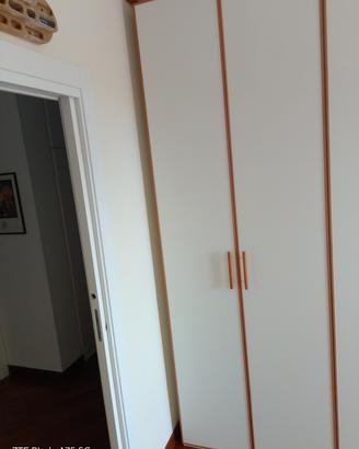 armadio bianco con profilo in legno