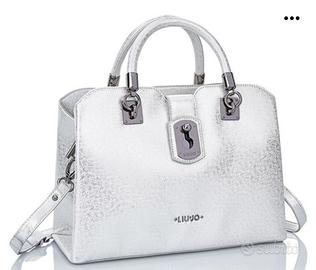 Borsa Liu Jo argento capiente tracolla e doppio ma